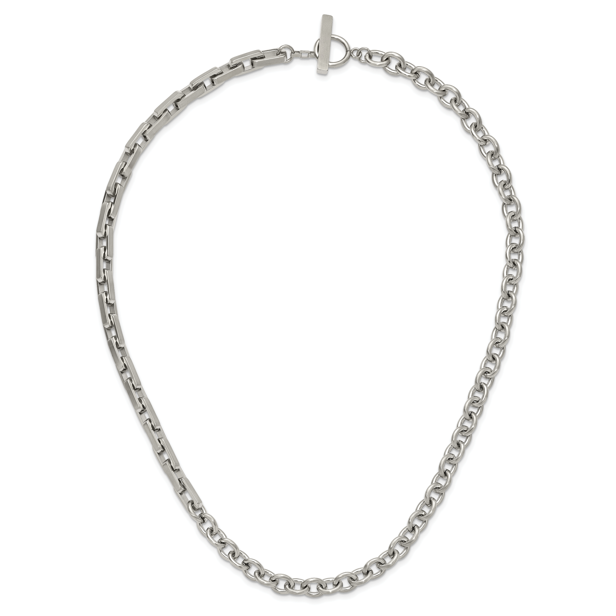 Brushed and Polished Stainless Steel Necklace 7mm