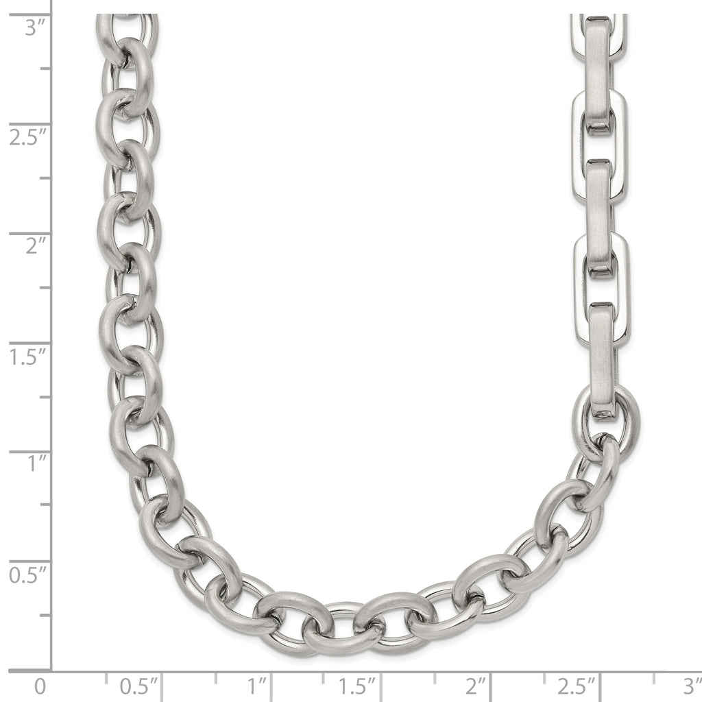 Brushed and Polished Stainless Steel Necklace 7mm