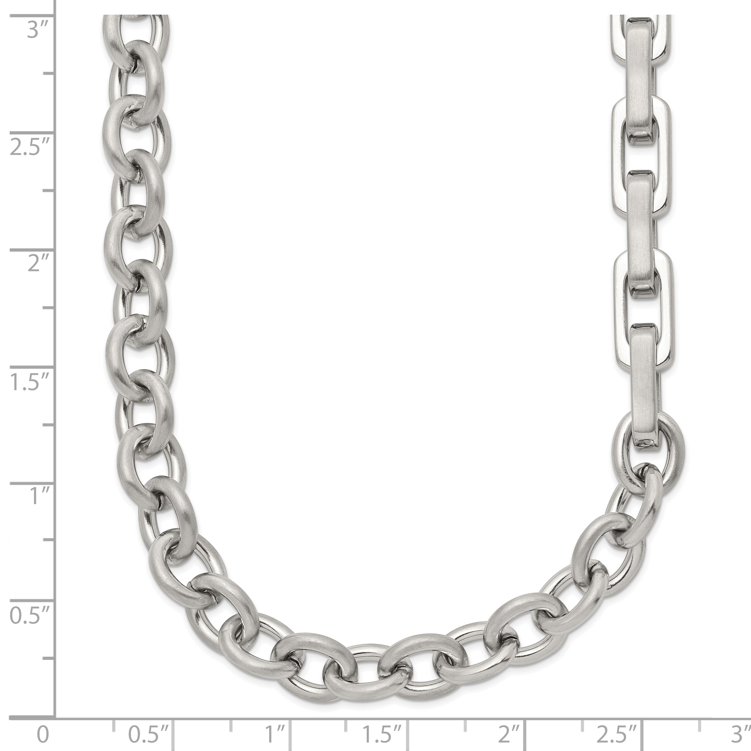 Brushed and Polished Stainless Steel Necklace 7mm