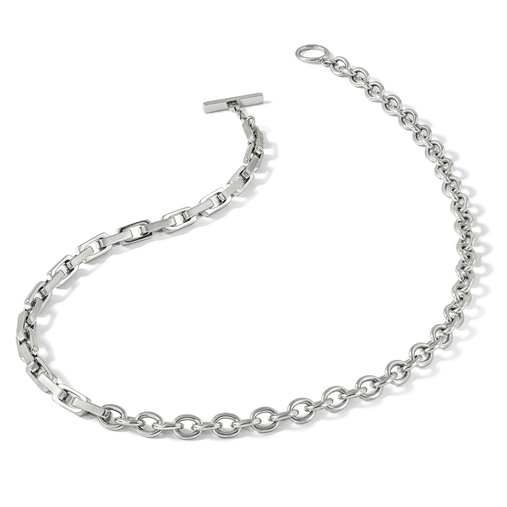 Brushed and Polished Stainless Steel Necklace 7mm