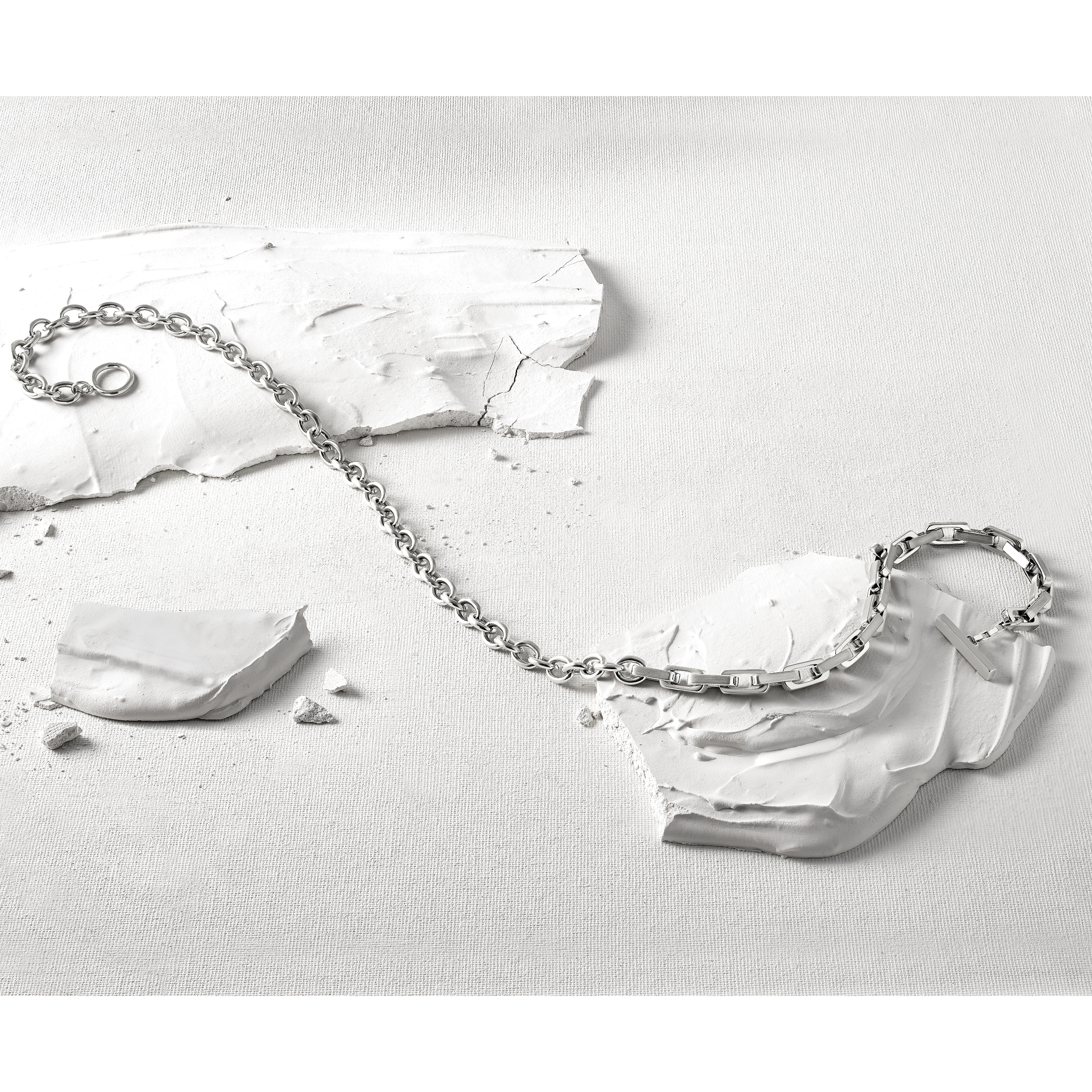 Brushed and Polished Stainless Steel Necklace 7mm