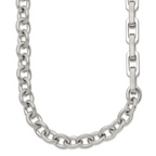 Brushed and Polished Stainless Steel Necklace 7mm