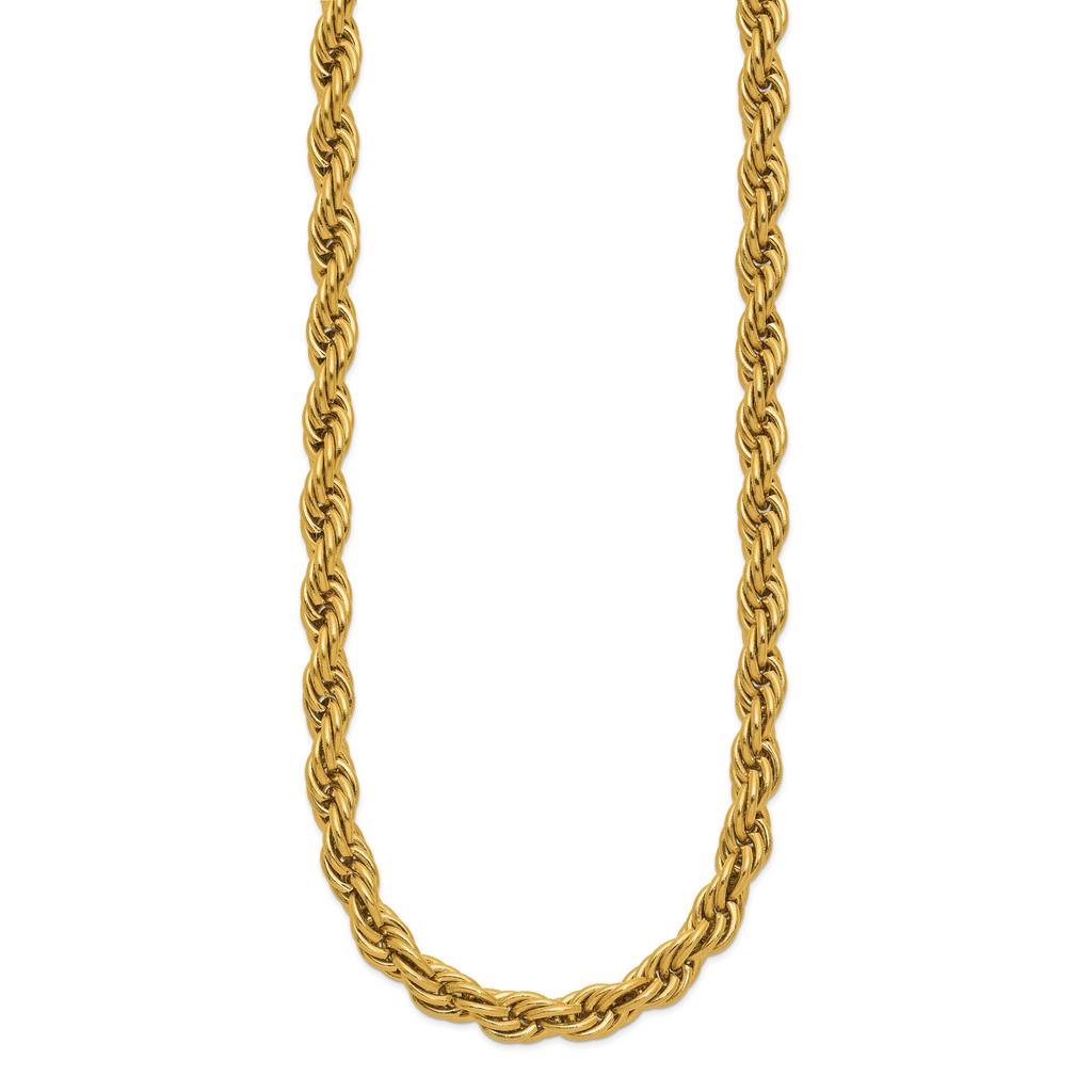 Men's Polished Gold-Tone Stainless Steel Rope Chain Necklace 6mm