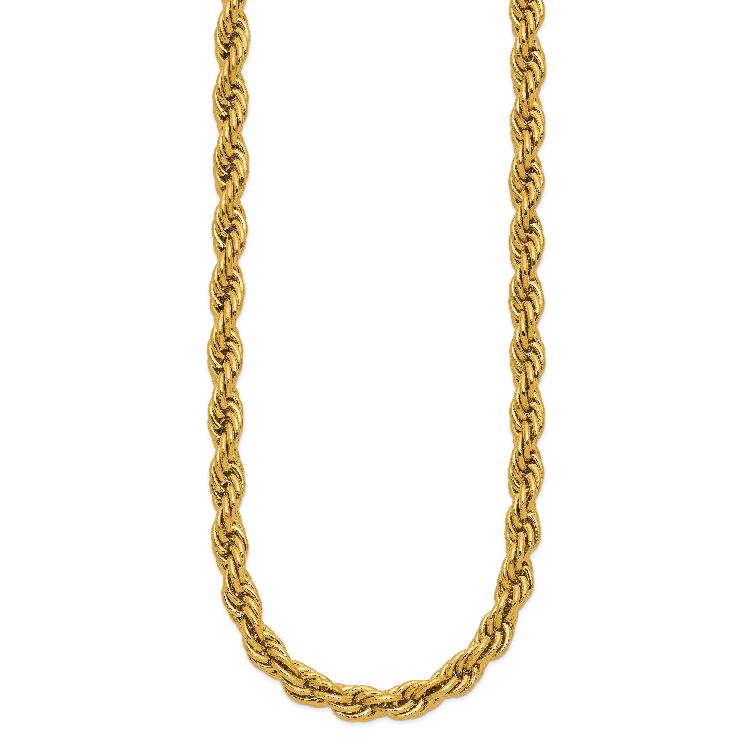 Men's Polished Gold-Tone Stainless Steel Rope Chain Necklace 6mm