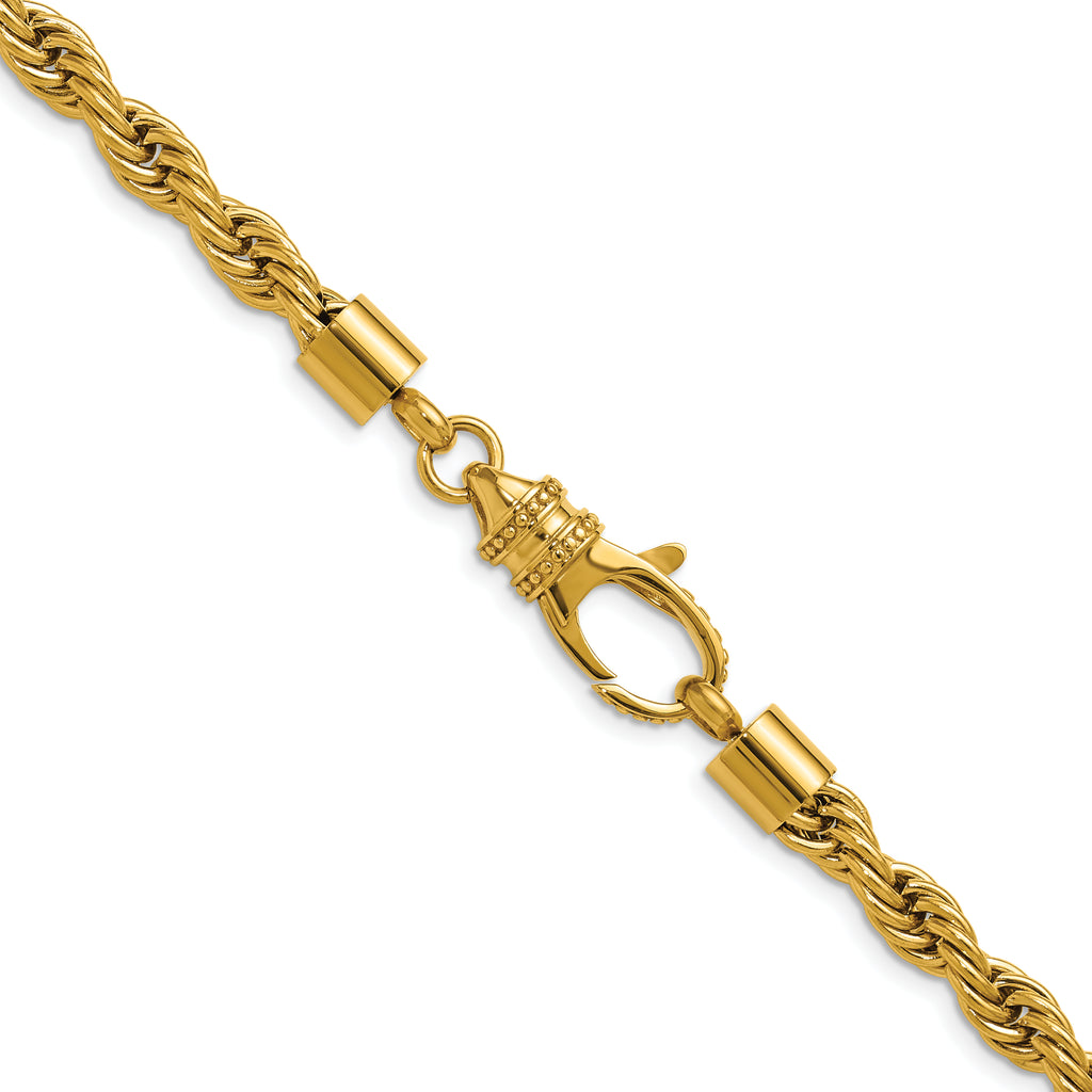 Men's Polished Gold-Tone Stainless Steel Rope Chain Necklace 6mm