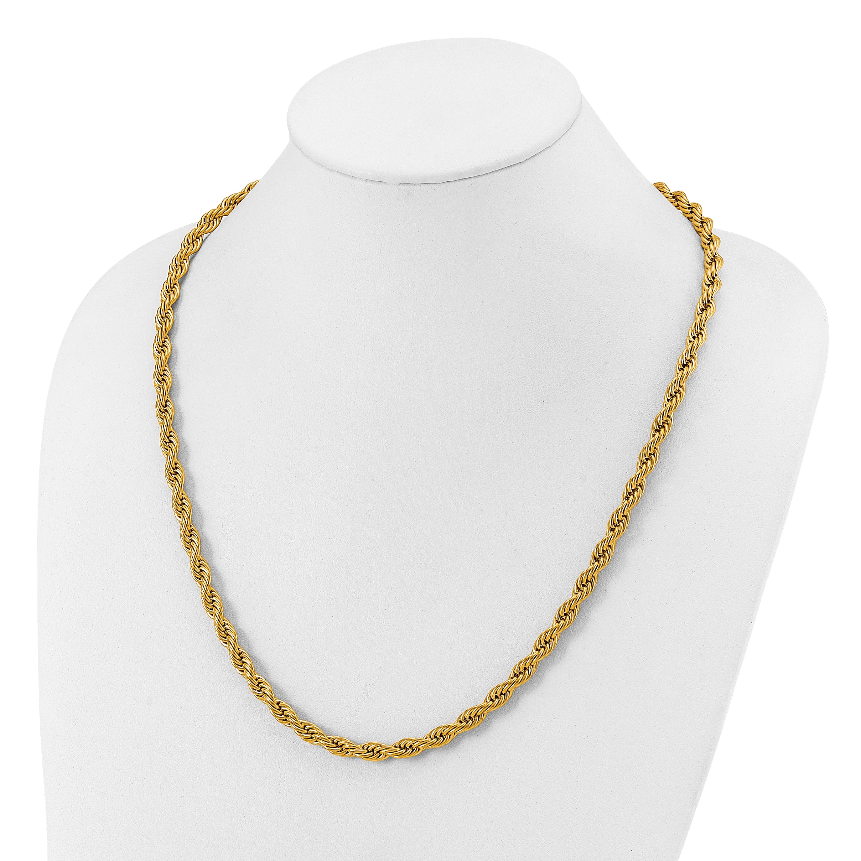 Men's Polished Gold-Tone Stainless Steel Rope Chain Necklace 6mm