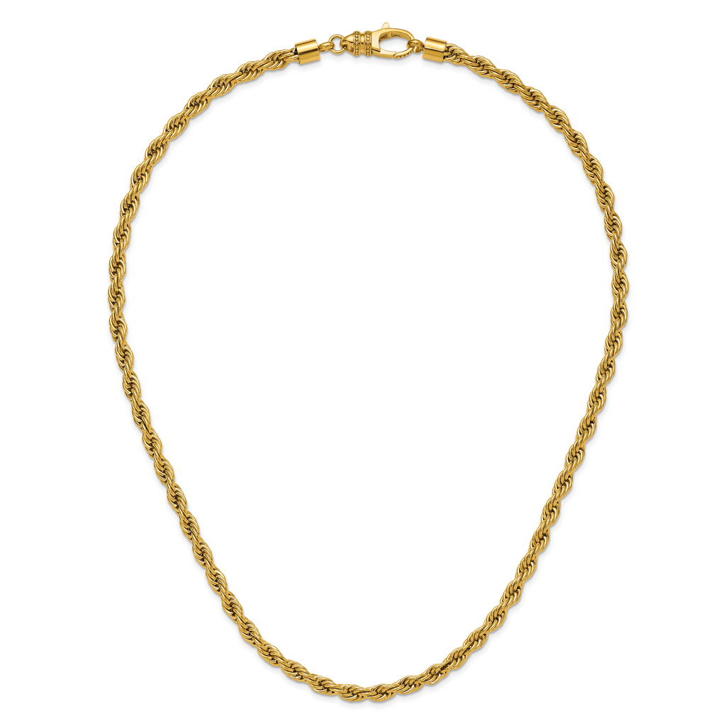 Men's Polished Gold-Tone Stainless Steel Rope Chain Necklace 6mm
