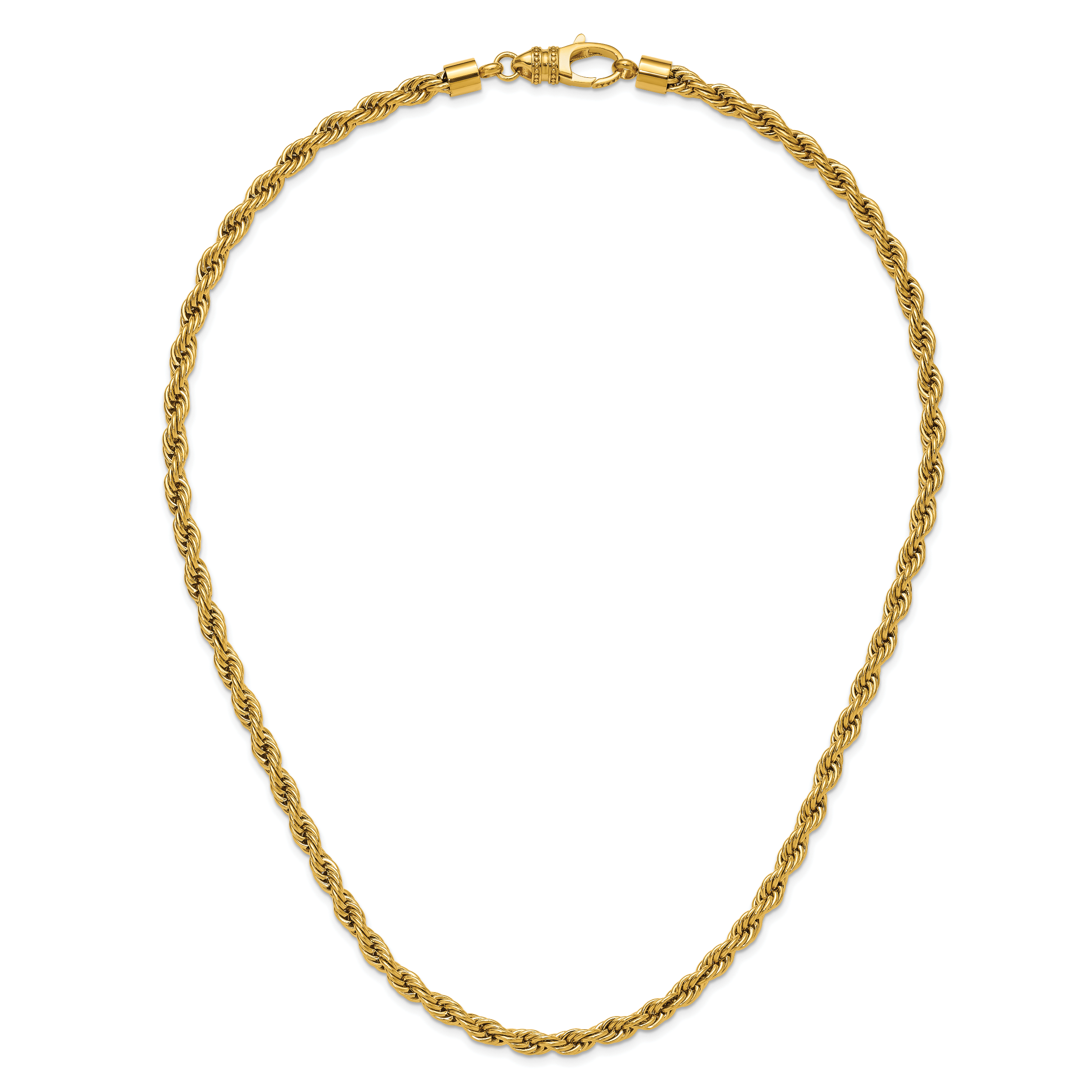 Men's Polished Gold-Tone Stainless Steel Rope Chain Necklace 6mm