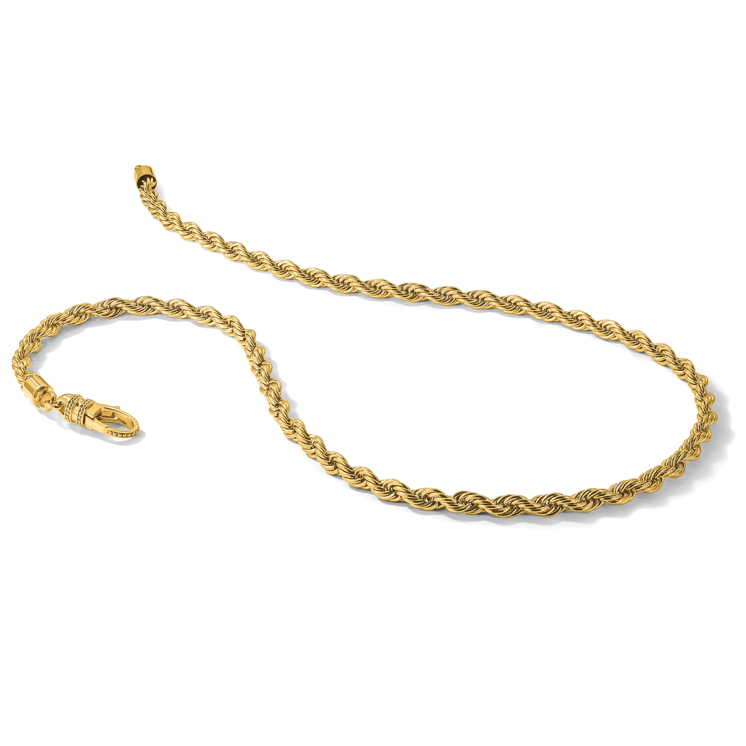 Men's Polished Gold-Tone Stainless Steel Rope Chain Necklace 6mm