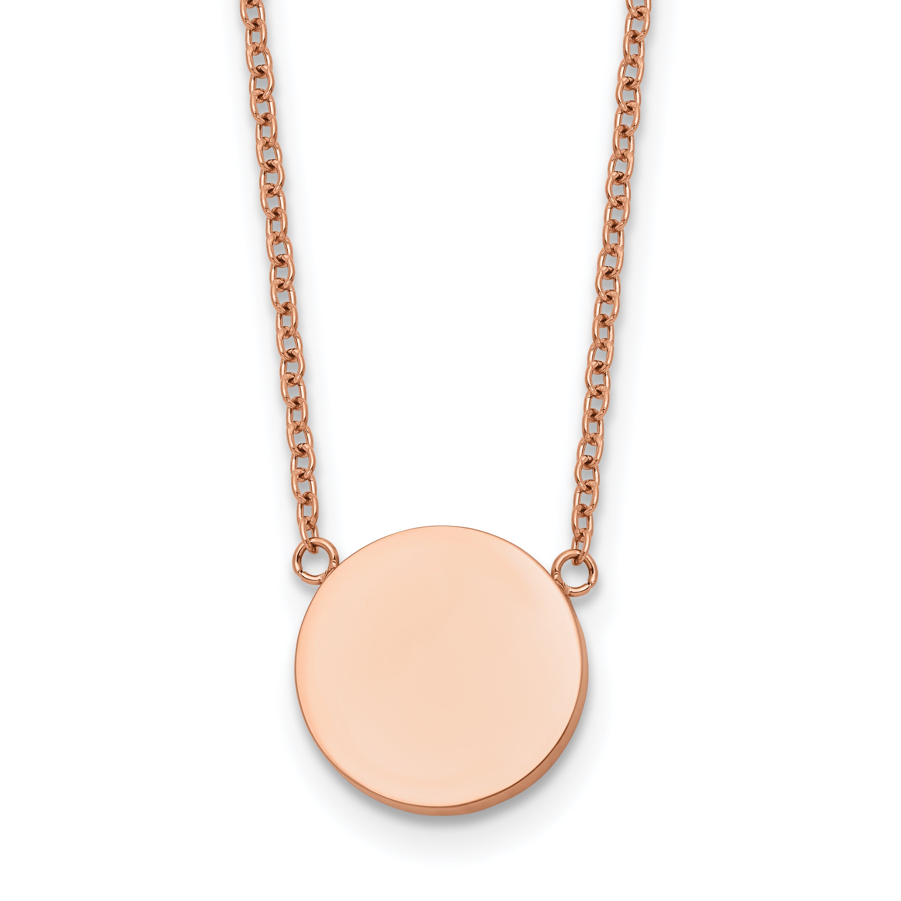 Polished Rose-Tone Stainless Steel Cable Chain Necklace 1mm