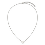 Polished Heart Stainless Steel Cable Chain Pendant Necklace 1mm