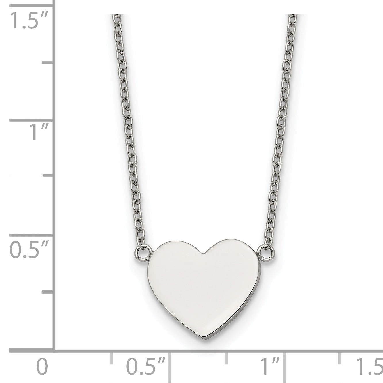 Polished Heart Stainless Steel Cable Chain Pendant Necklace 1mm