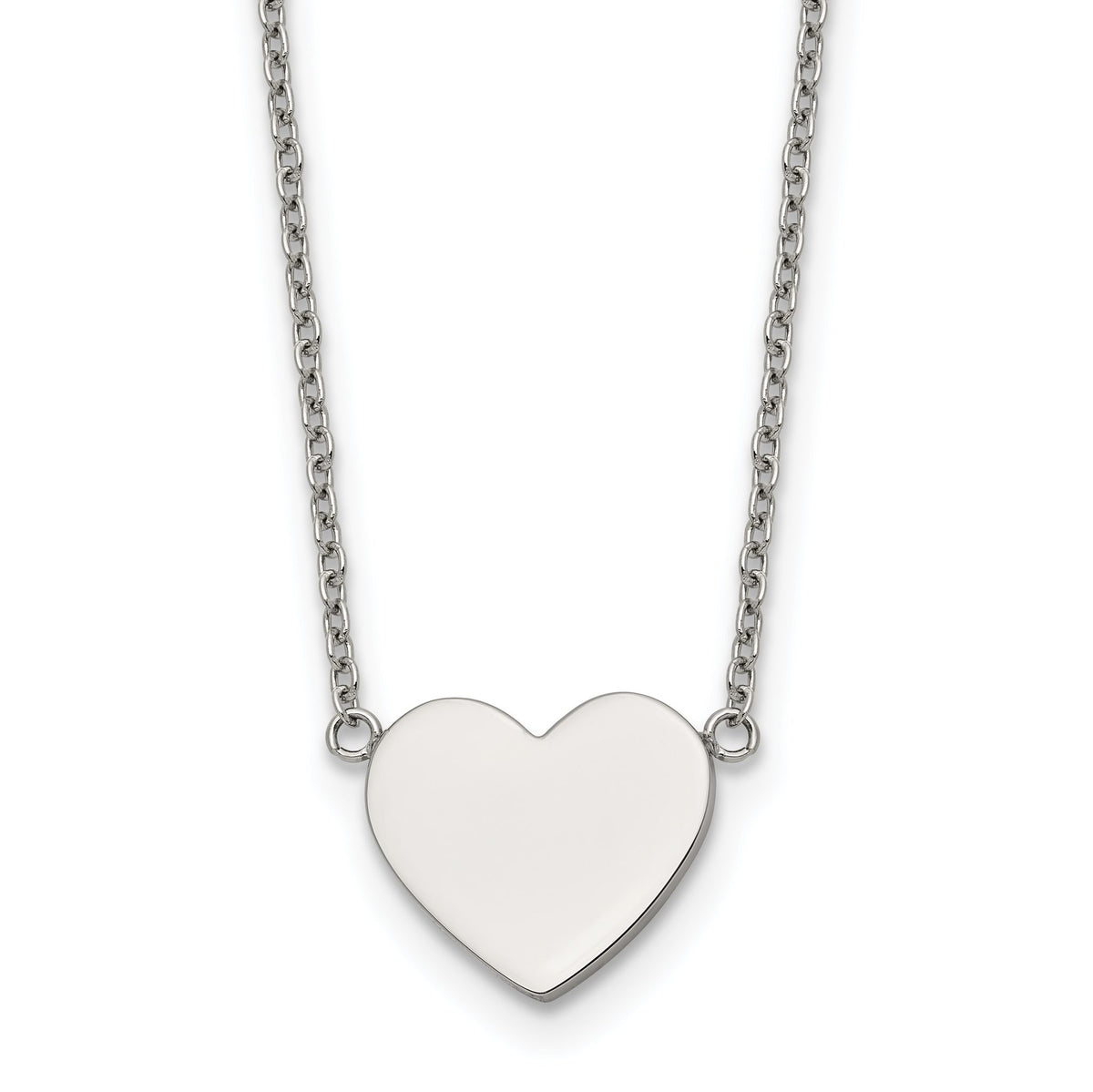 Heart on Cable Necklace in Stainless Steel with Extender, 16 Inch - Sophia Jewelers Main image