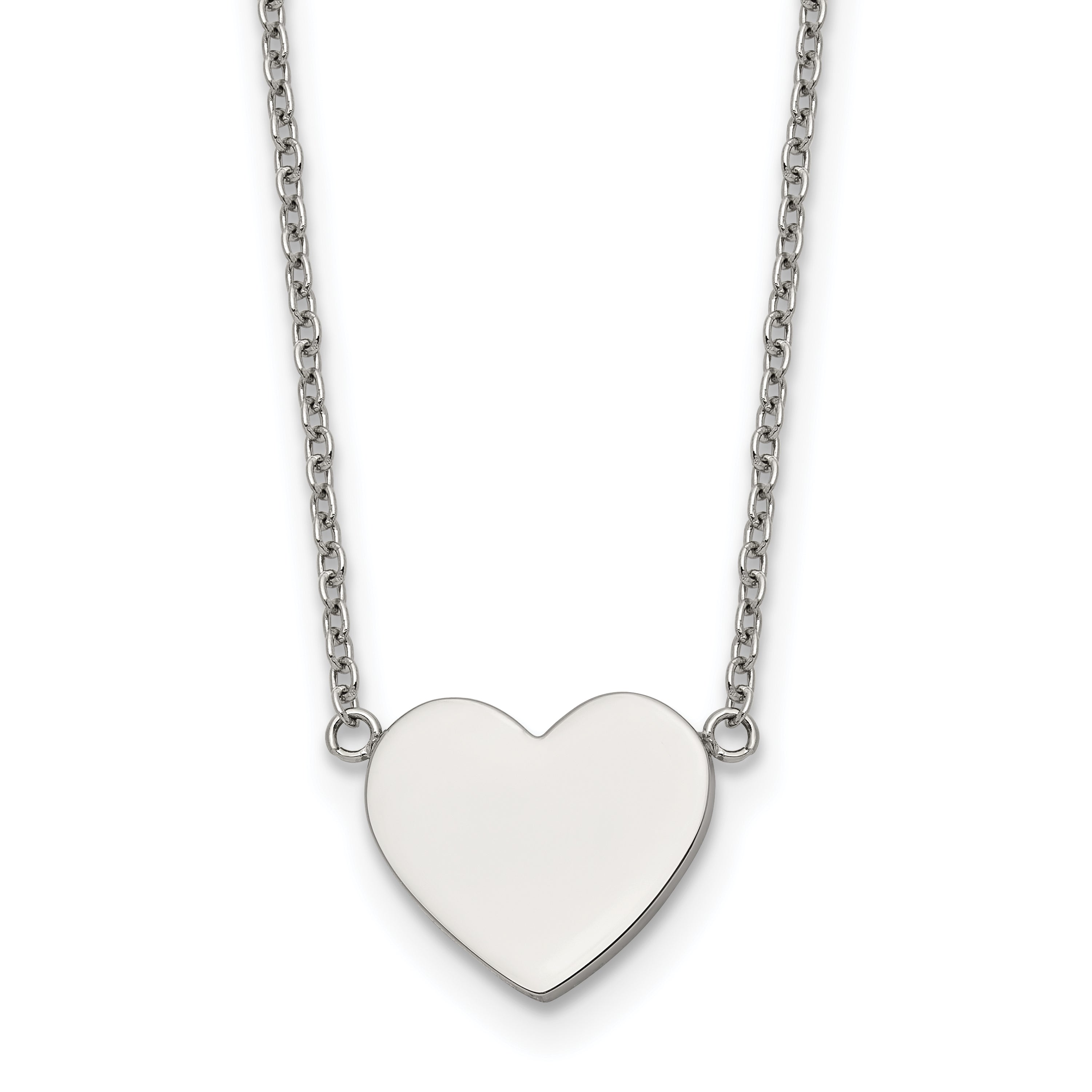 Polished Heart Stainless Steel Cable Chain Pendant Necklace 1mm Main image