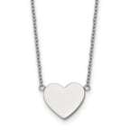 Polished Heart Stainless Steel Cable Chain Pendant Necklace 1mm