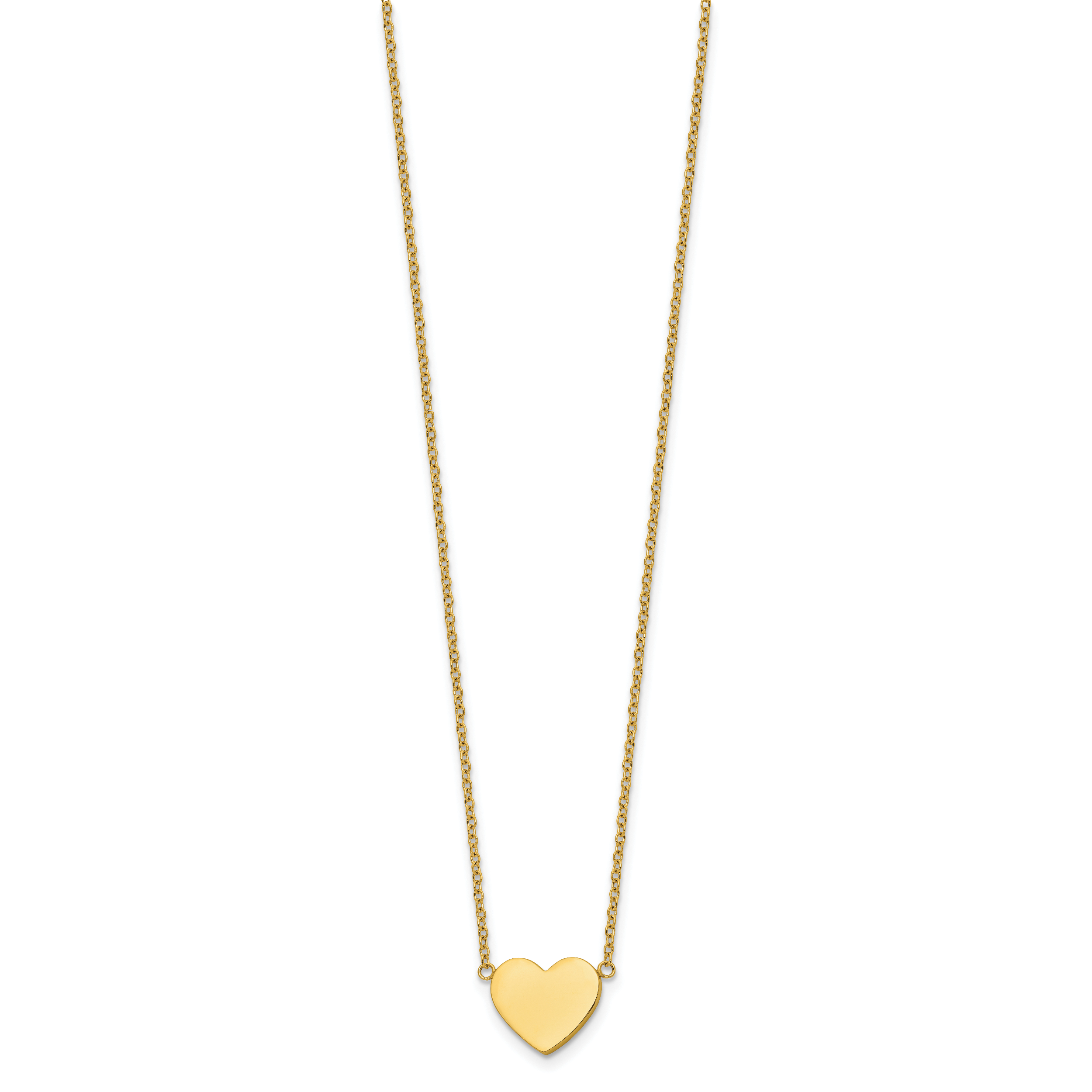 Gold-Tone Polished Heart Stainless Steel Cable Chain Pendant Necklace 1mm Secondary image