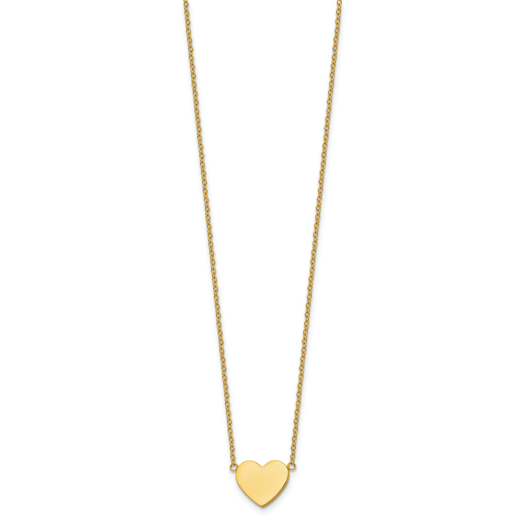 Gold-Tone Polished Heart Stainless Steel Cable Chain Pendant Necklace 1mm