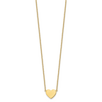 Gold-Tone Polished Heart Stainless Steel Cable Chain Pendant Necklace 1mm