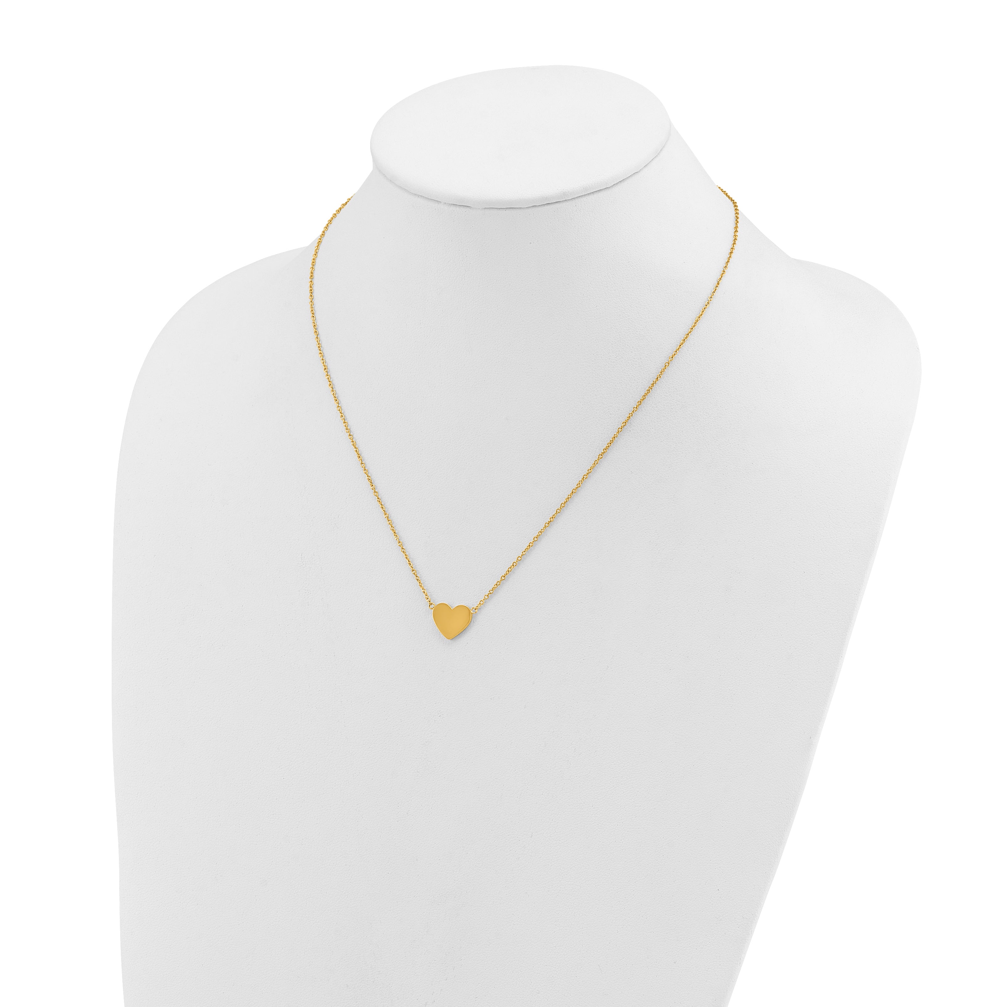 Gold-Tone Polished Heart Stainless Steel Cable Chain Pendant Necklace 1mm