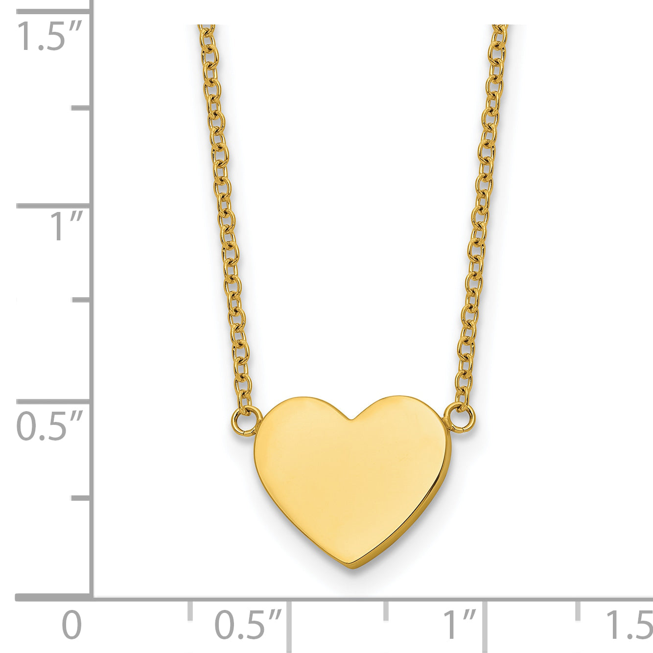 Gold-Tone Polished Heart Stainless Steel Cable Chain Pendant Necklace 1mm