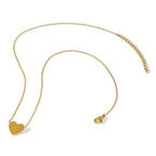 Gold-Tone Polished Heart Stainless Steel Cable Chain Pendant Necklace 1mm