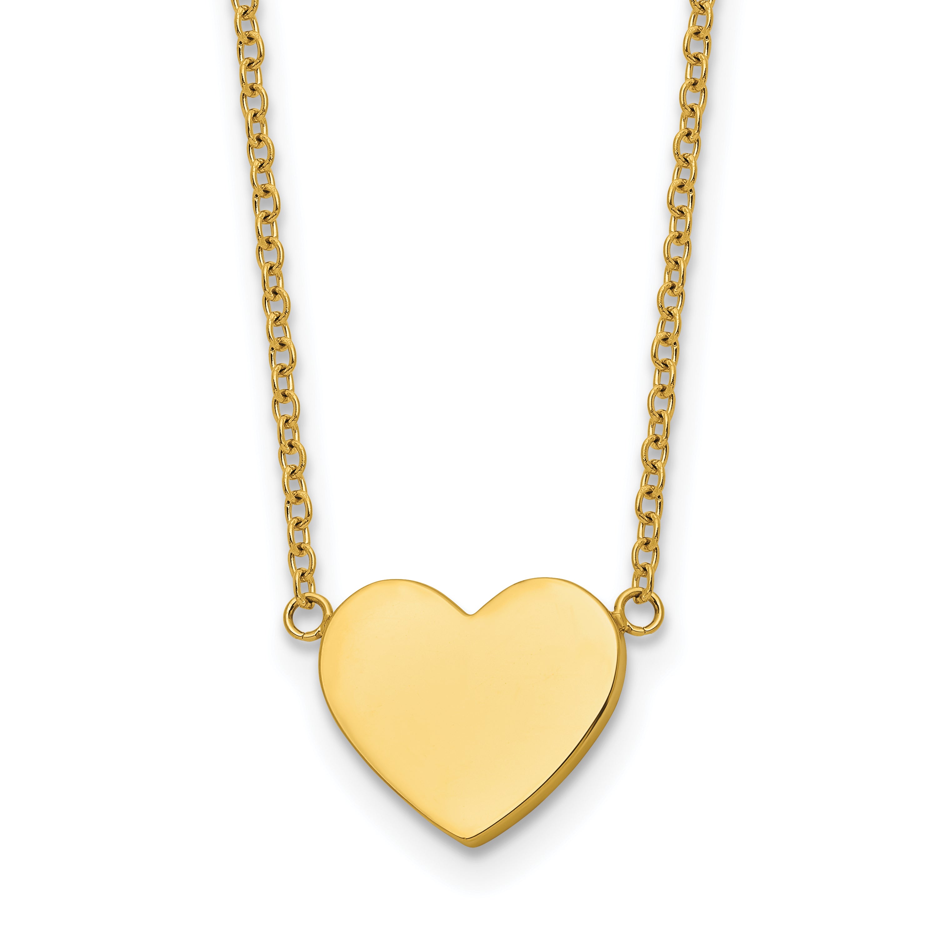 Gold-Tone Polished Heart Stainless Steel Cable Chain Pendant Necklace 1mm Main image