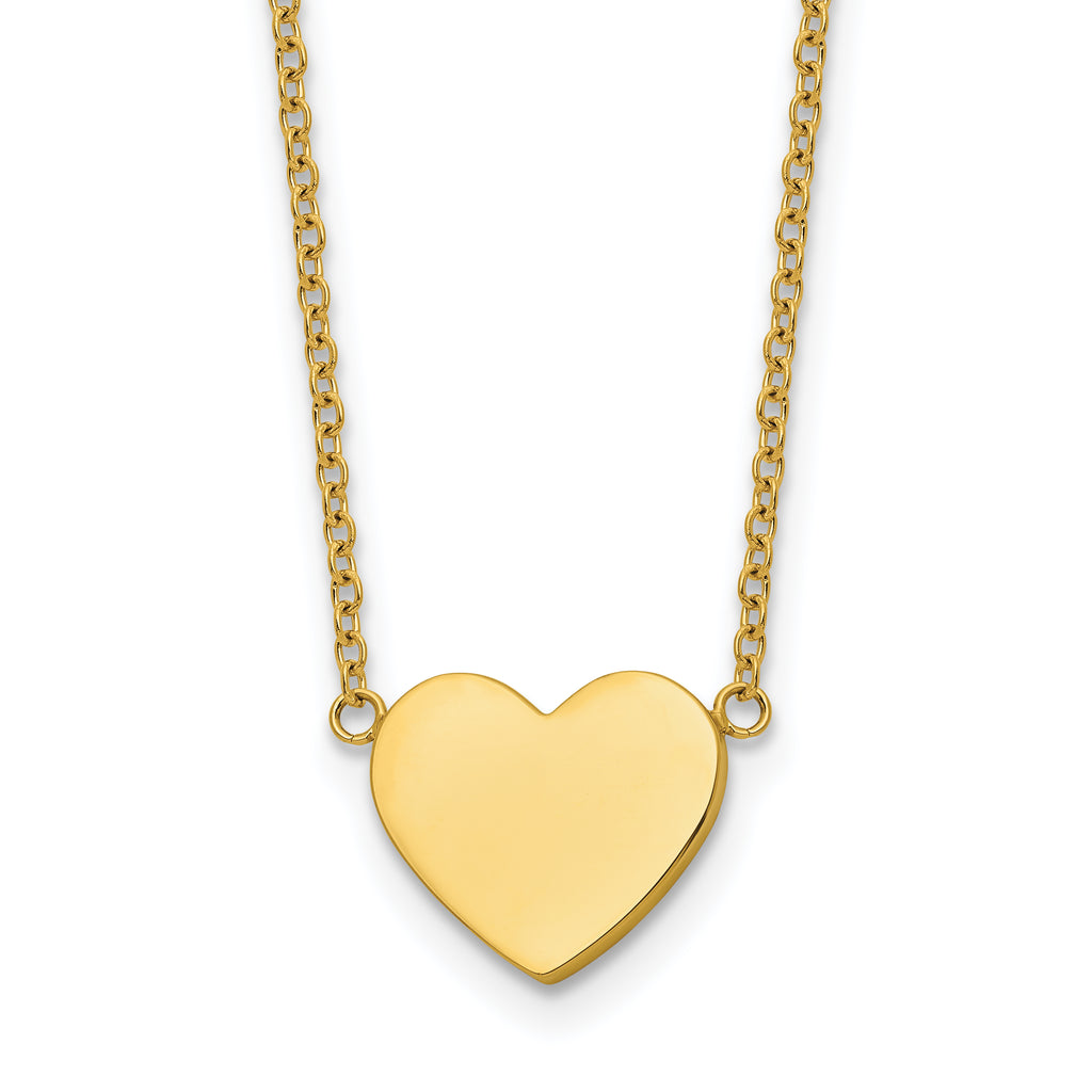Gold-Tone Polished Heart Stainless Steel Cable Chain Pendant Necklace 1mm