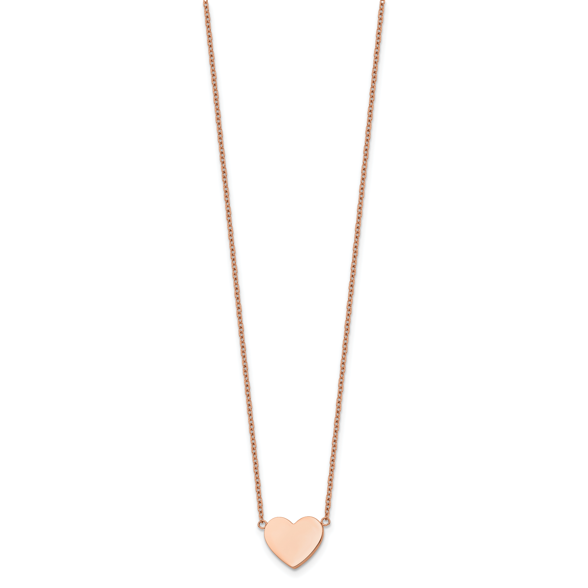 Rose-Tone Polished Heart Stainless Steel Cable Chain Pendant Necklace 1mm Secondary image