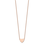 Rose-Tone Polished Heart Stainless Steel Cable Chain Pendant Necklace 1mm