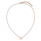 Rose-Tone Polished Heart Stainless Steel Cable Chain Pendant Necklace 1mm