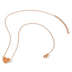Rose-Tone Polished Heart Stainless Steel Cable Chain Pendant Necklace 1mm