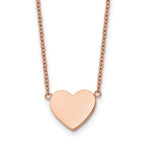 Rose-Tone Polished Heart Stainless Steel Cable Chain Pendant Necklace 1mm