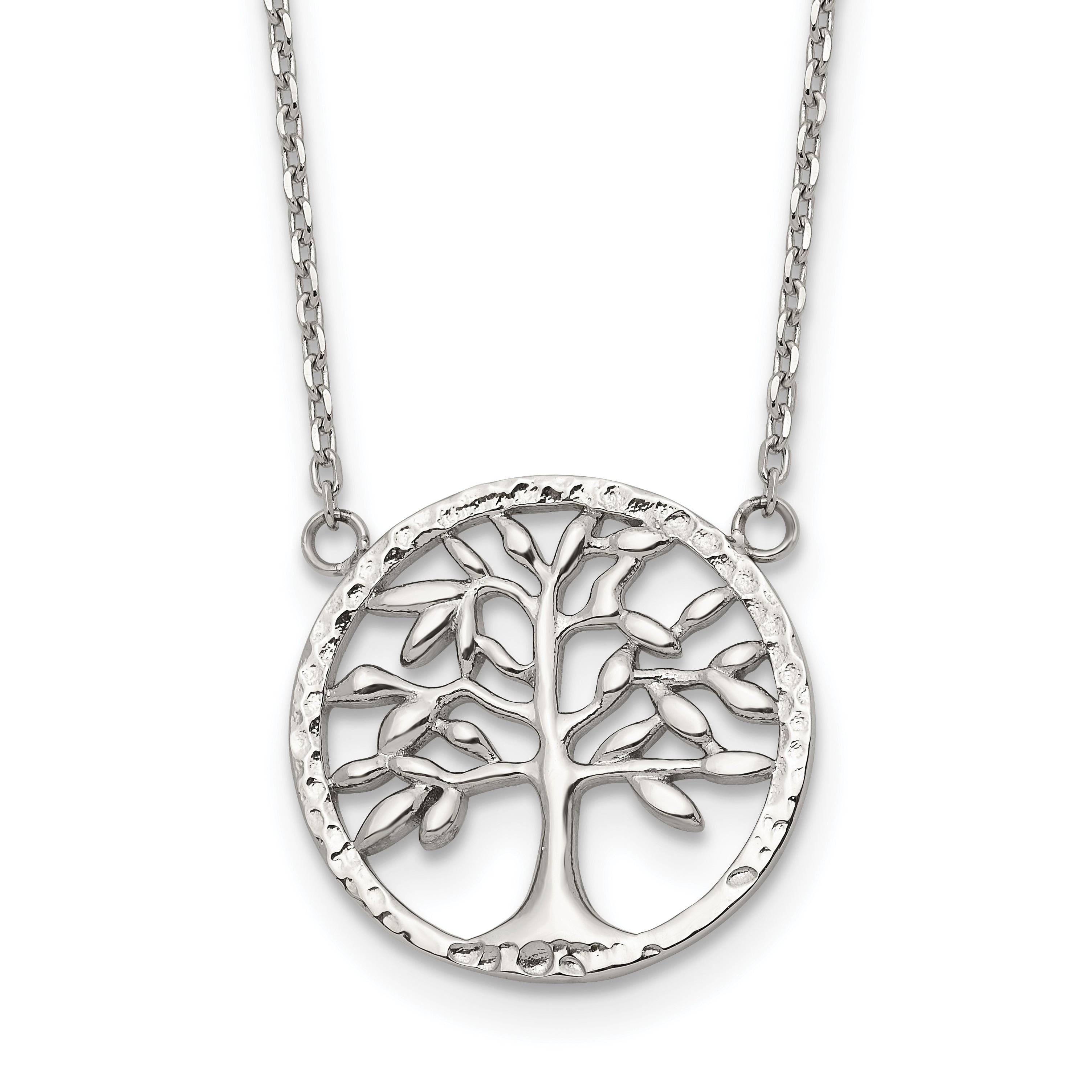 Polished Textured Stainless Steel Cable Chain Pendant Necklace 1mm Main image