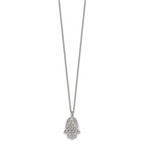 Polished Textured Stainless Steel Cable Chain Pendant Necklace 1mm 18in