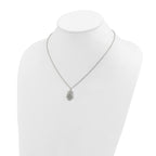Polished Textured Stainless Steel Cable Chain Pendant Necklace 1mm 18in