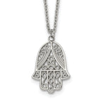 Polished Textured Stainless Steel Cable Chain Pendant Necklace 1mm 18in