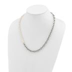 Polished Pearl Stainless Steel Cable Chain Necklace 8mm