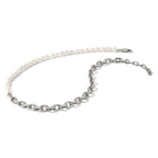 Polished Pearl Stainless Steel Cable Chain Necklace 8mm