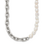 Polished Pearl Stainless Steel Cable Chain Necklace 8mm