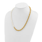 Gold-Tone Polished Pearl Stainless Steel Cable Chain Necklace 8mm