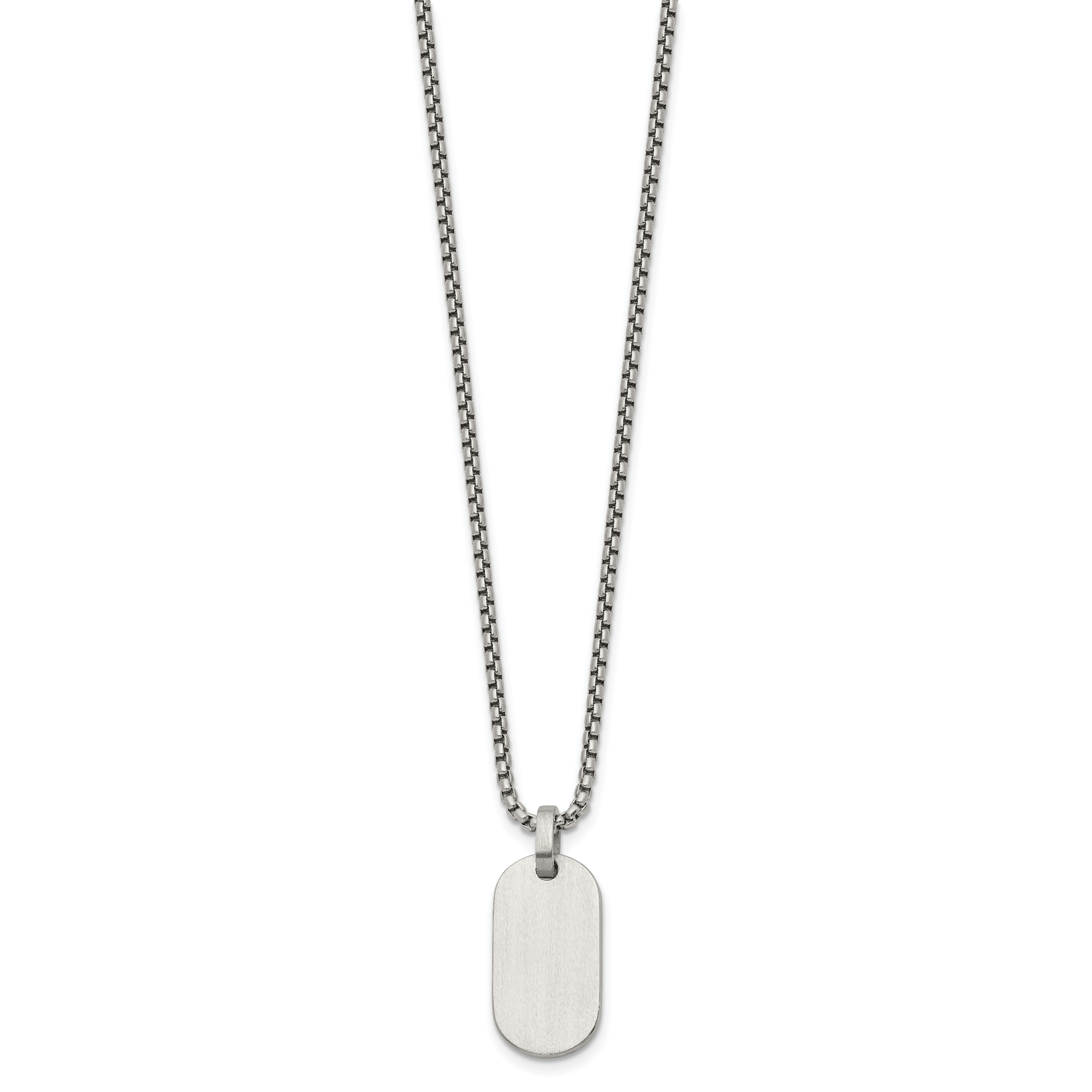 Brushed and Polished Dog Tag Stainless Steel Box Chain Pendant Necklace 2mm Secondary image