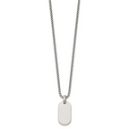 Brushed and Polished Dog Tag Stainless Steel Box Chain Pendant Necklace 2mm