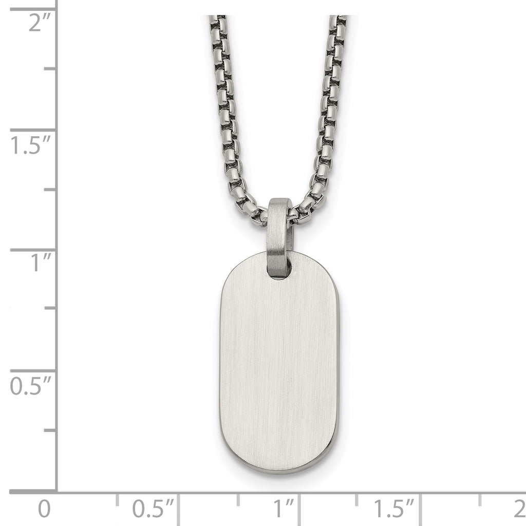 Brushed and Polished Dog Tag Stainless Steel Box Chain Pendant Necklace 2mm