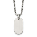 Brushed and Polished Dog Tag Stainless Steel Box Chain Pendant Necklace 2mm