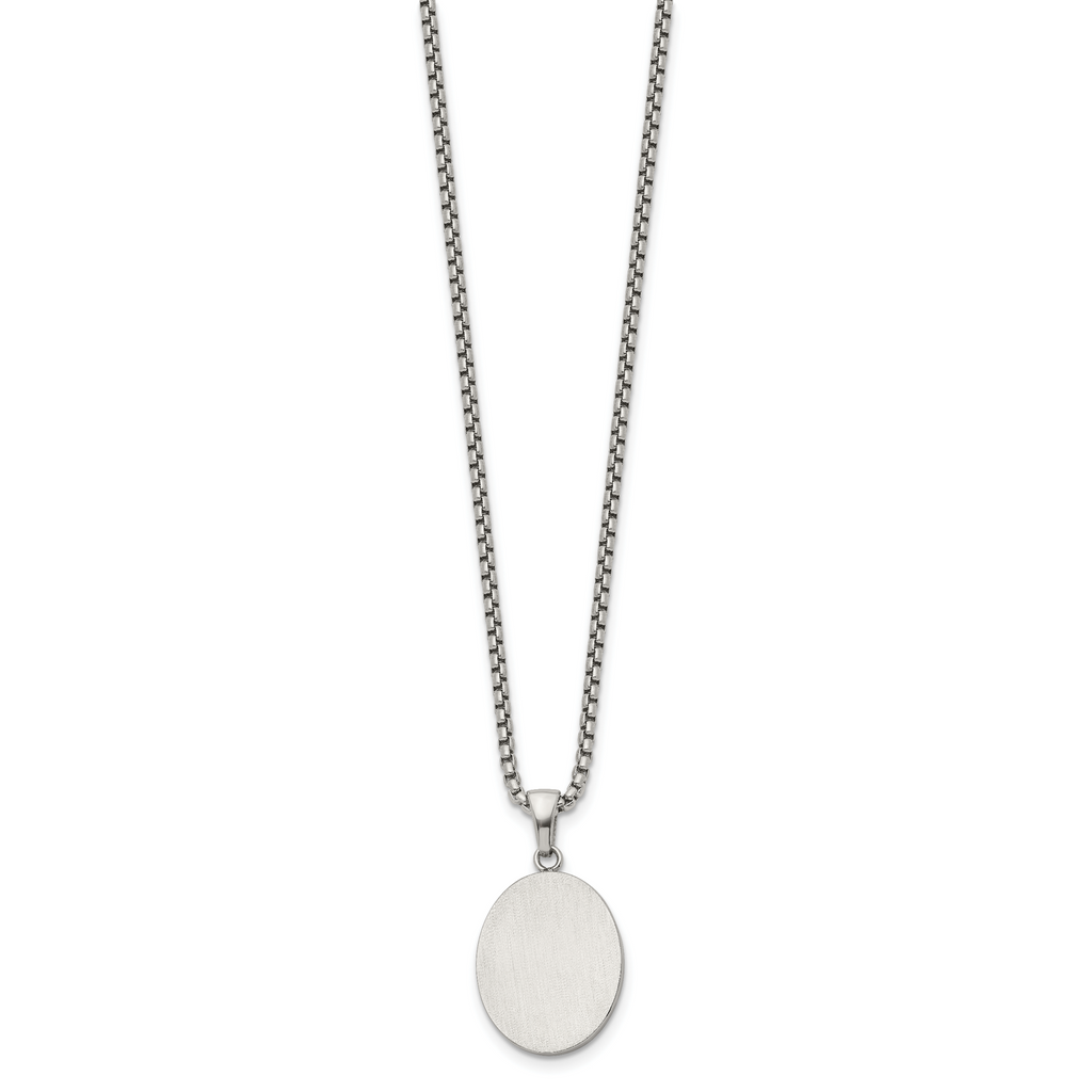 Brushed and Polished Stainless Steel Box Chain Necklace