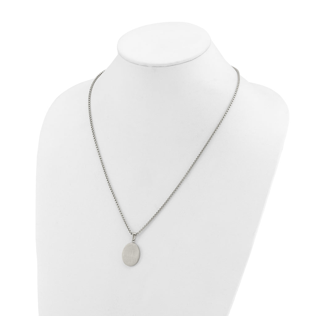 Brushed and Polished Stainless Steel Box Chain Necklace