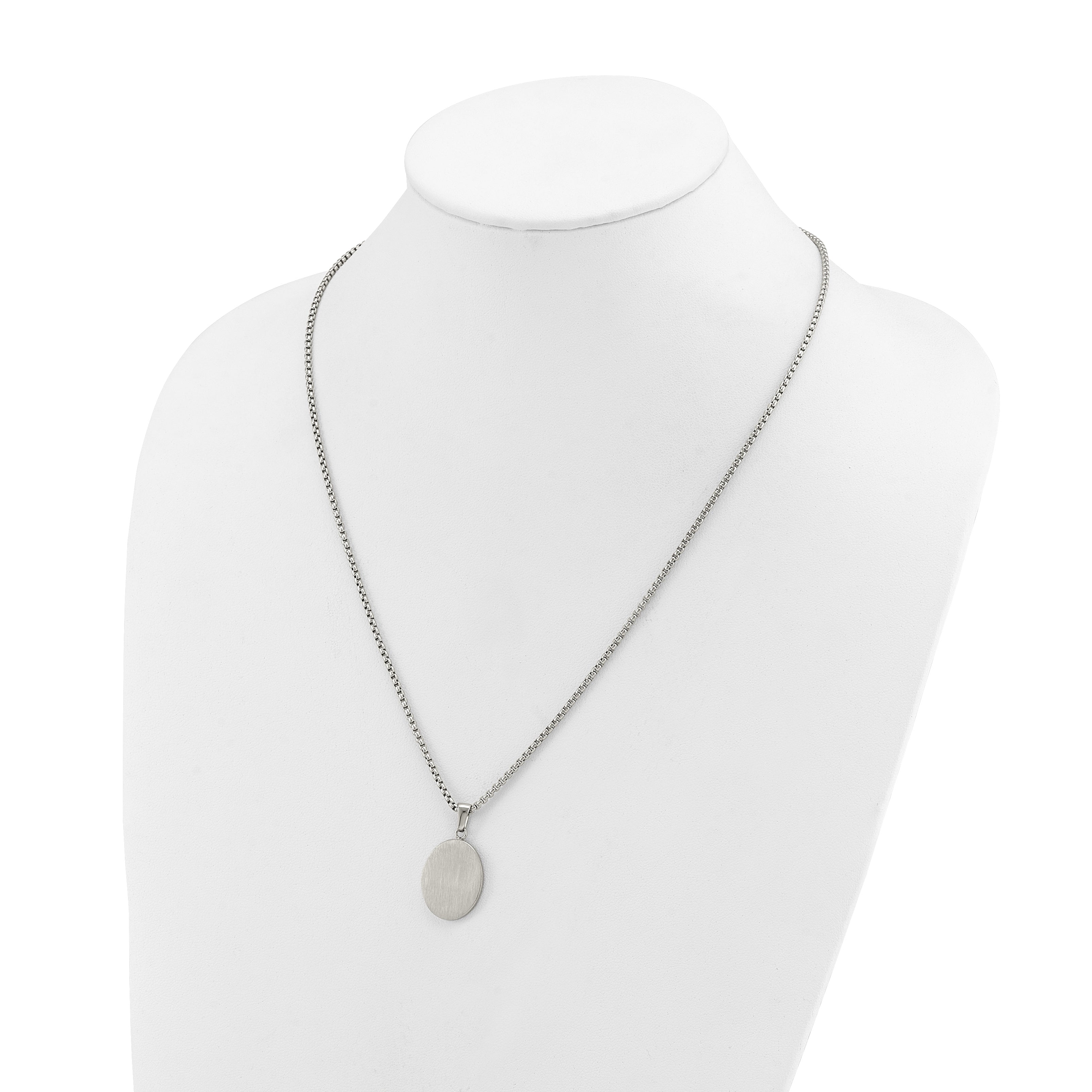 Brushed and Polished Stainless Steel Box Chain Necklace