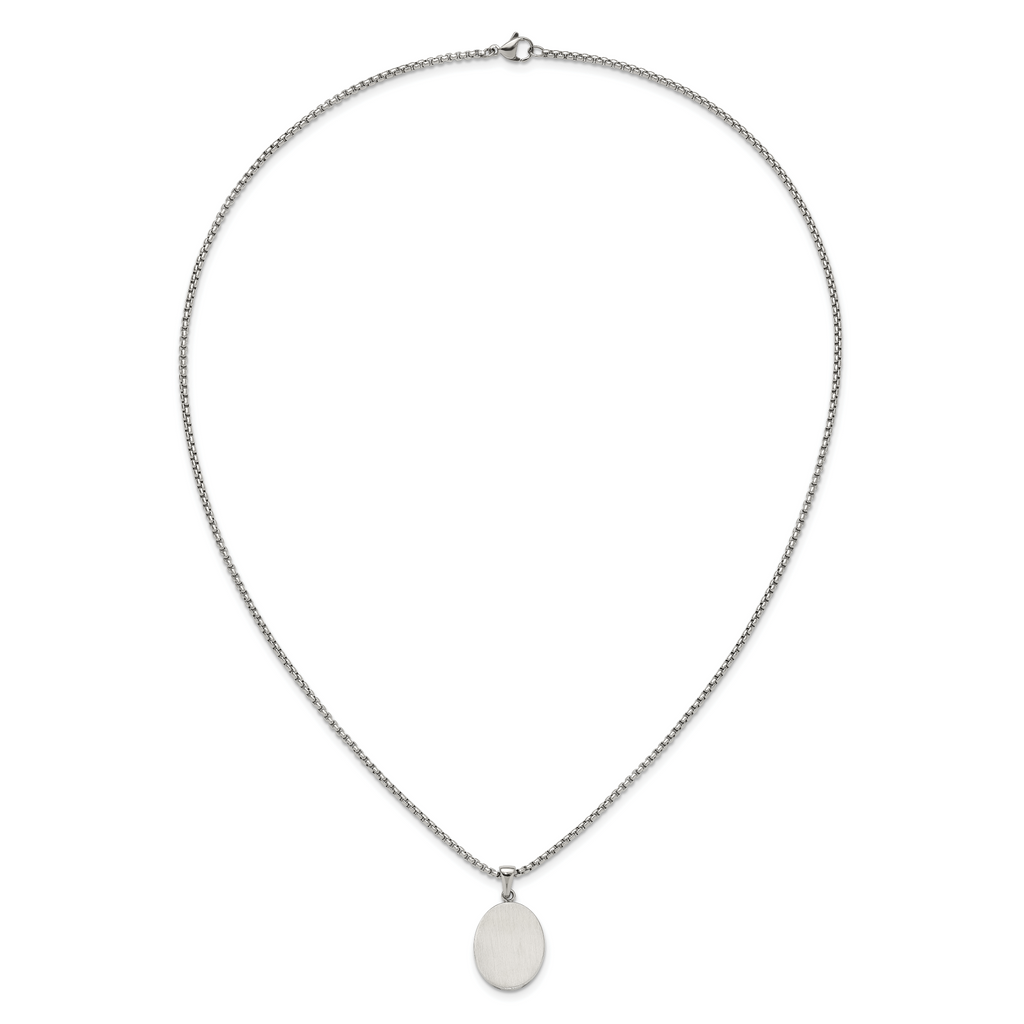 Brushed and Polished Stainless Steel Box Chain Necklace