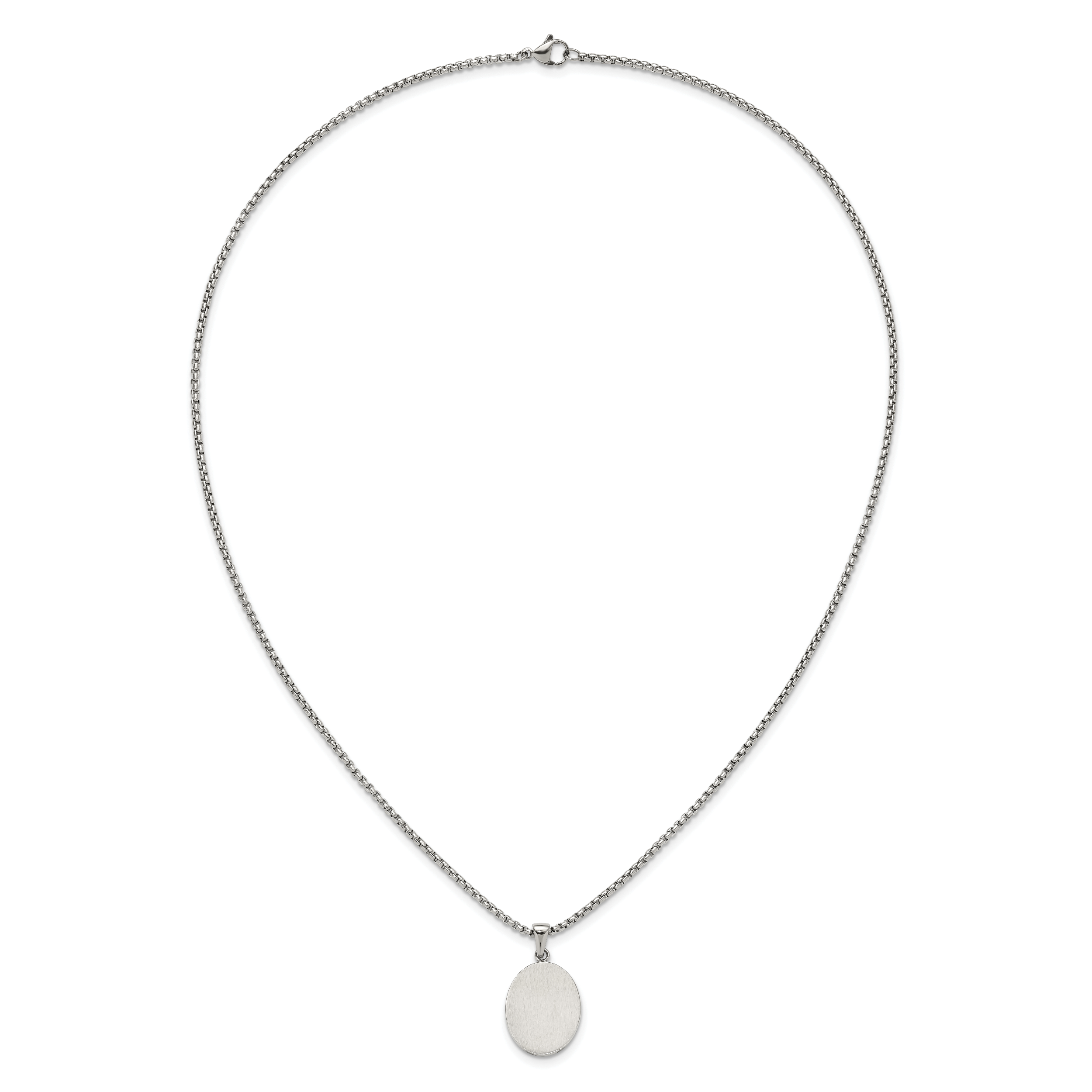 Brushed and Polished Stainless Steel Box Chain Necklace