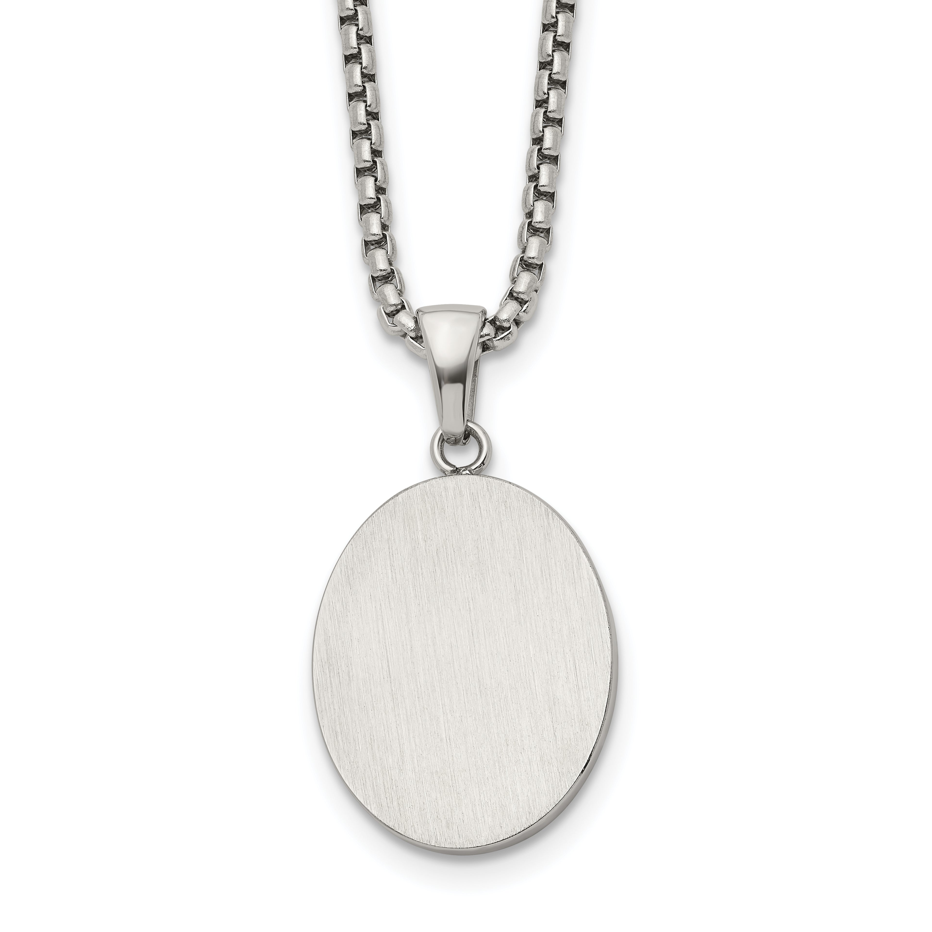 Brushed and Polished Stainless Steel Box Chain Necklace